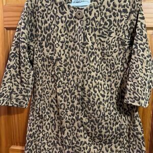 Carol Anderson By Invitation Womens Brown 3/4 Sleeves Knit Leopard Jacket Size M